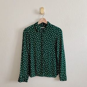 Reformation Green & White Floral Violet Top